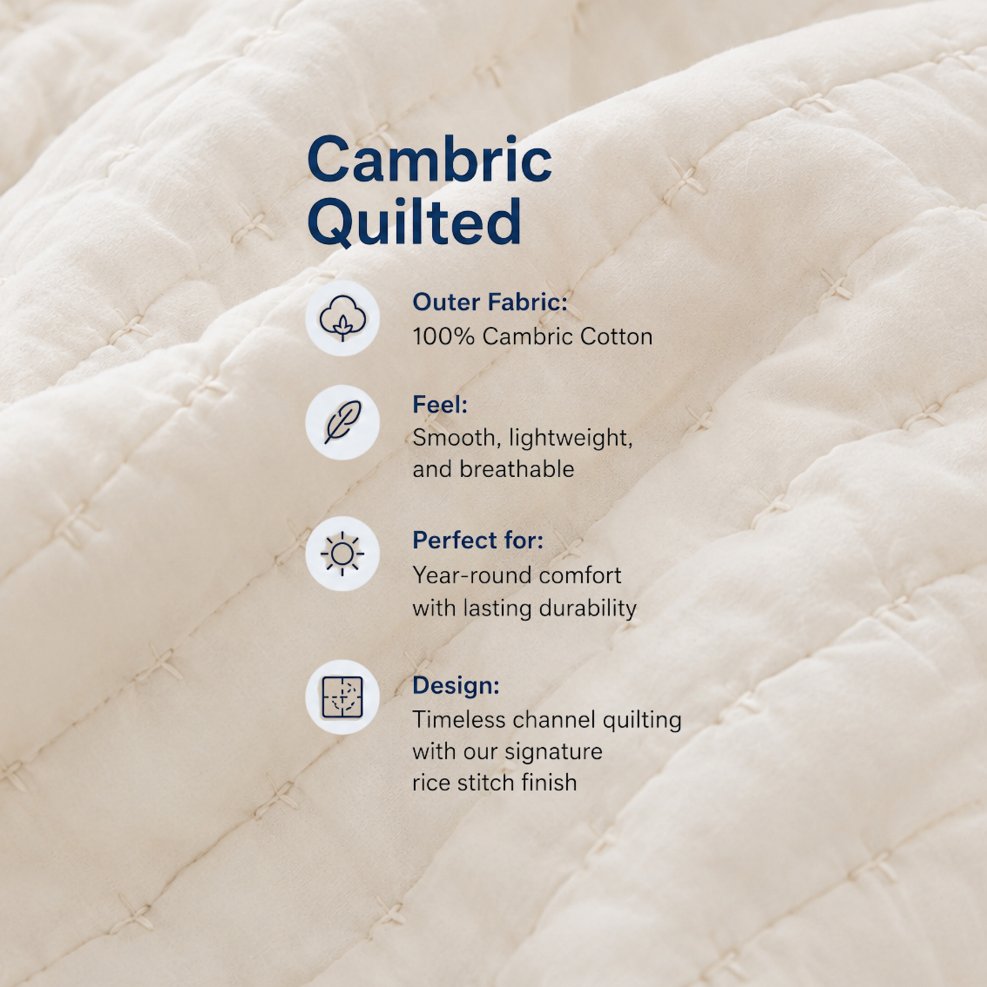 Cambric Cotton Quilted Bed Cover