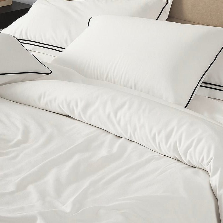 White with Black Piping