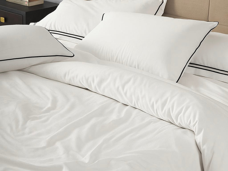 White with Black Piping