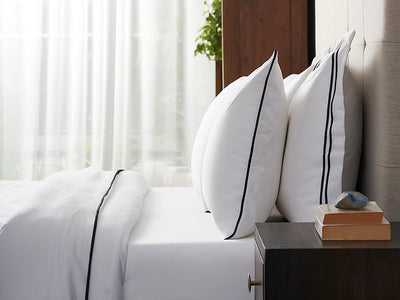 White with Black Piping