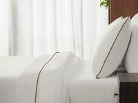 White with Beige Piping