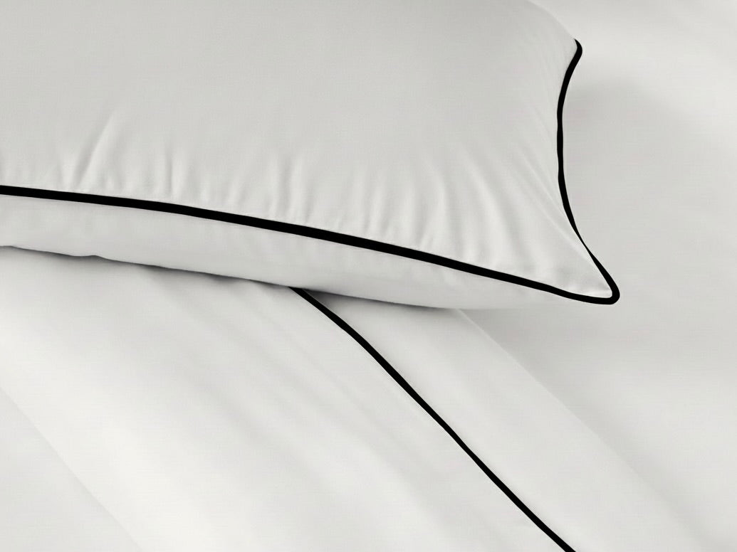 White with Black Piping