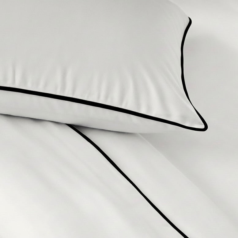 White with Black Piping