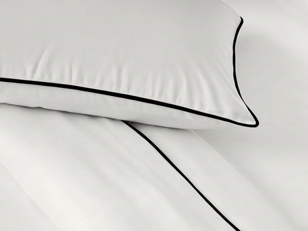 White with Black Piping