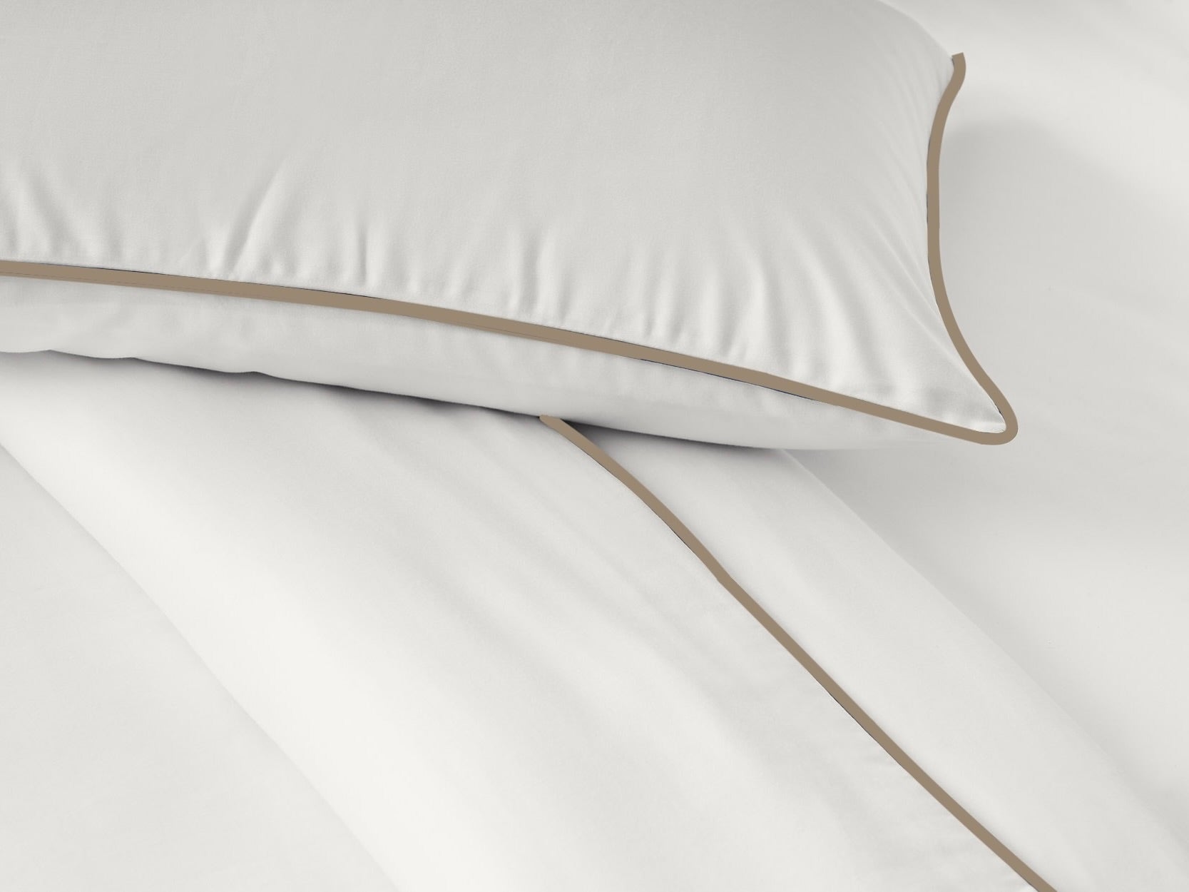 White with Beige Piping