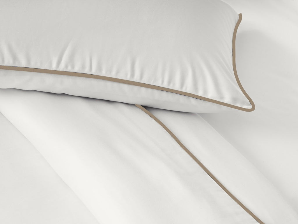 White with Beige Piping