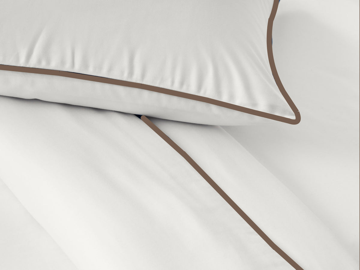 White with Beige Piping