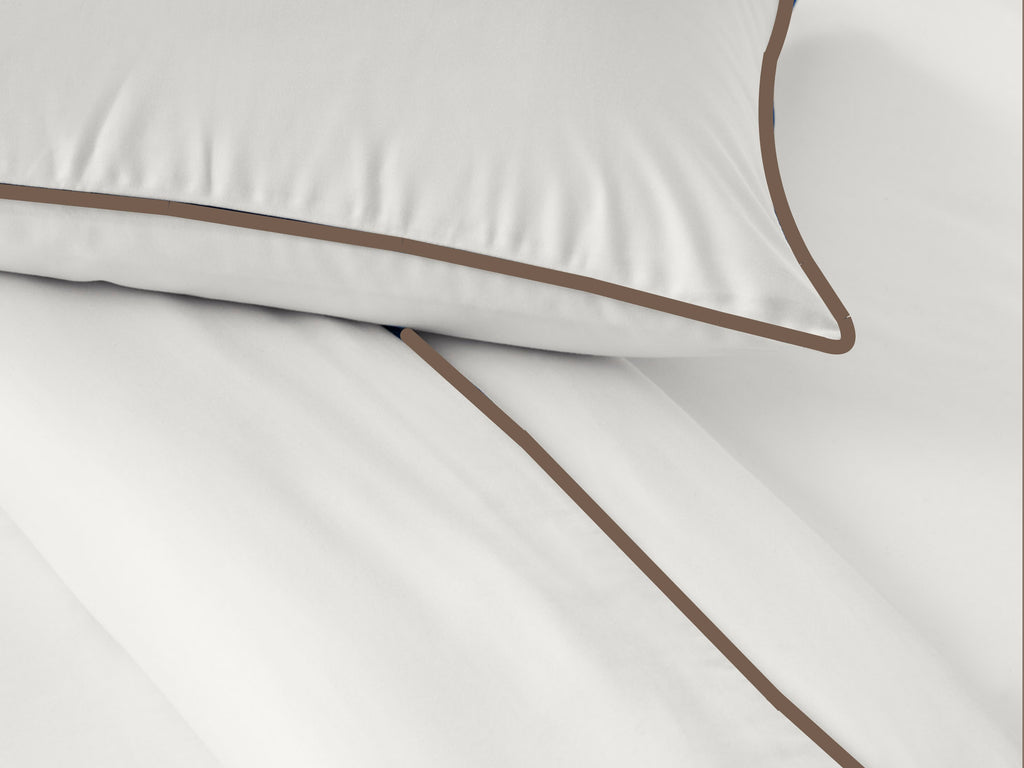 White with Beige Piping