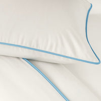 White with Blue Piping