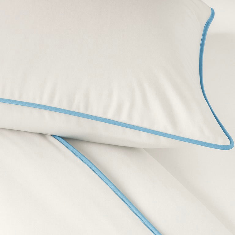 White with Blue Piping