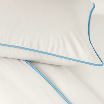 White with Blue Piping