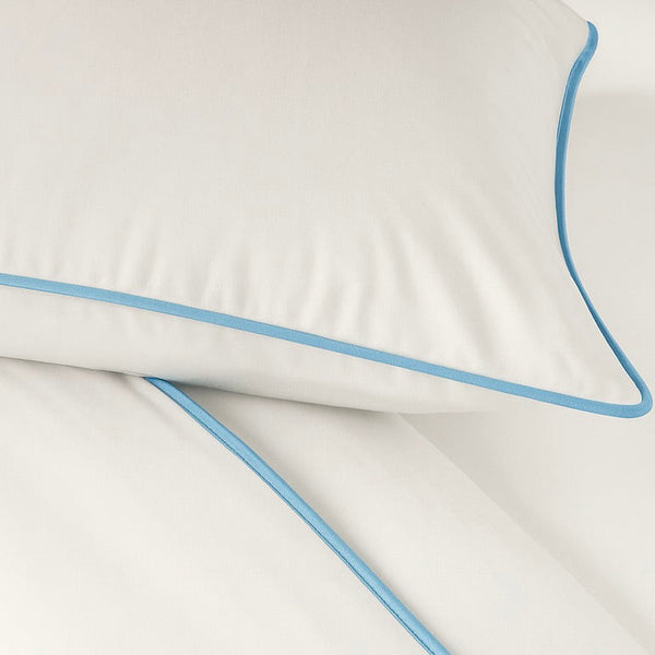 White with Blue Piping