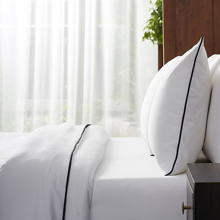 White with Black Piping